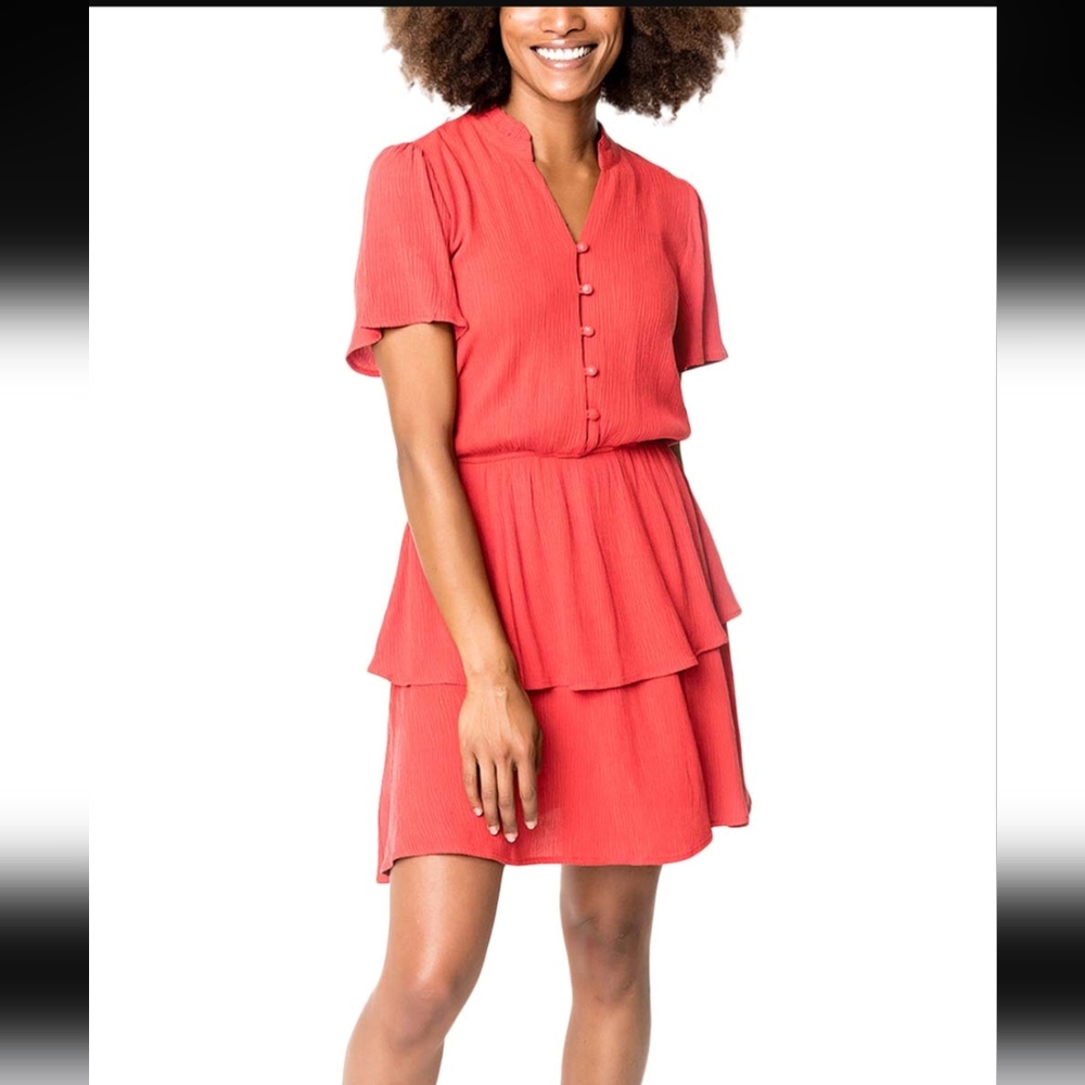 Gibsonlook red tiered skirt dress sz small